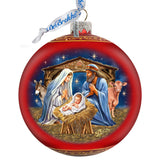 From Stable to Savior Lg Glass Ornament by G.Debrekht - Nativity Holiday Decor - 73956