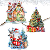 Christmas Is Here Decorative Wooden Clip-on Ornaments Set of 3 by G. Debrekht - Christmas Decor - 8091028C-S3