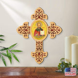 Saint Nicholas Pointy Wooden Cross by Museum Icons - Inspirational Icon Decor - 88321