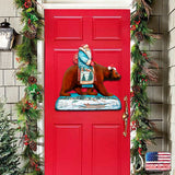Decoración navideña para puerta con Papá Noel y oso grizzly de G. DeBrekht - Decoración navideña con Papá Noel y muñeco de nieve - 8151128H