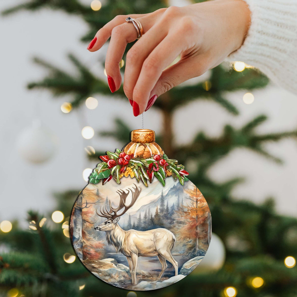 Adornos de madera de alce majestuoso de Alaska de G.Debrekht - Decoración navideña con temática de vida silvestre - 870028