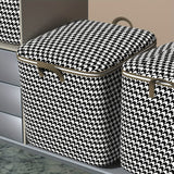 2pcs/5pcs Extra Large Capacity Stylish Houndstooth Storage Boxes - Durable, Space-Saving Closet Organizers with Handles for Easy Clothes, Blanket Storage and Organization at Home and Office