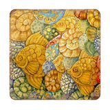 Fish Coastal Art Wooden Cork Coasters Gift Set of 4 by Nature Wonders - Nature Wildlife Decor  - 95018C-S4