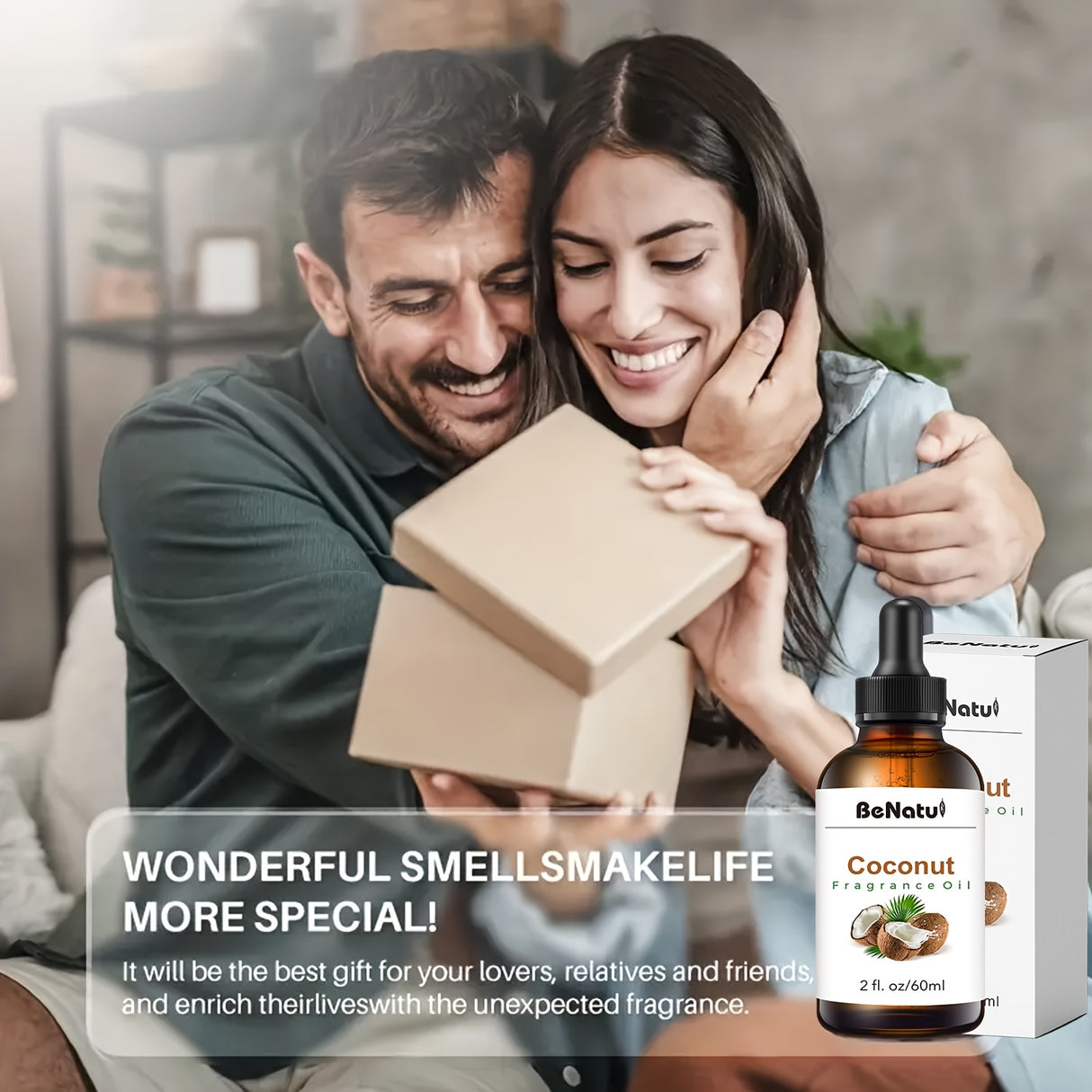 60ML Coconut Essential Oil, Coconut Fragrance Body Oil, 2FL.OZ For Humidifier, Diffuser, Scented Candle, Body Massage Hair Moisturizing, Holiday Gift Recommendations