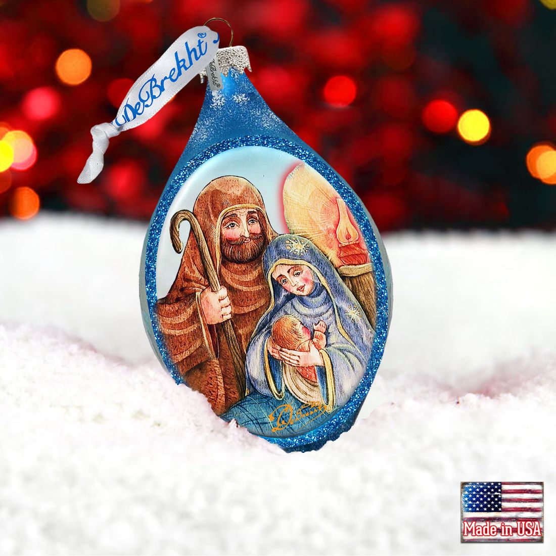 Nativity Drop Glass Ornament by G. DeBrekht - Nativity Holiday Decor - 757-021