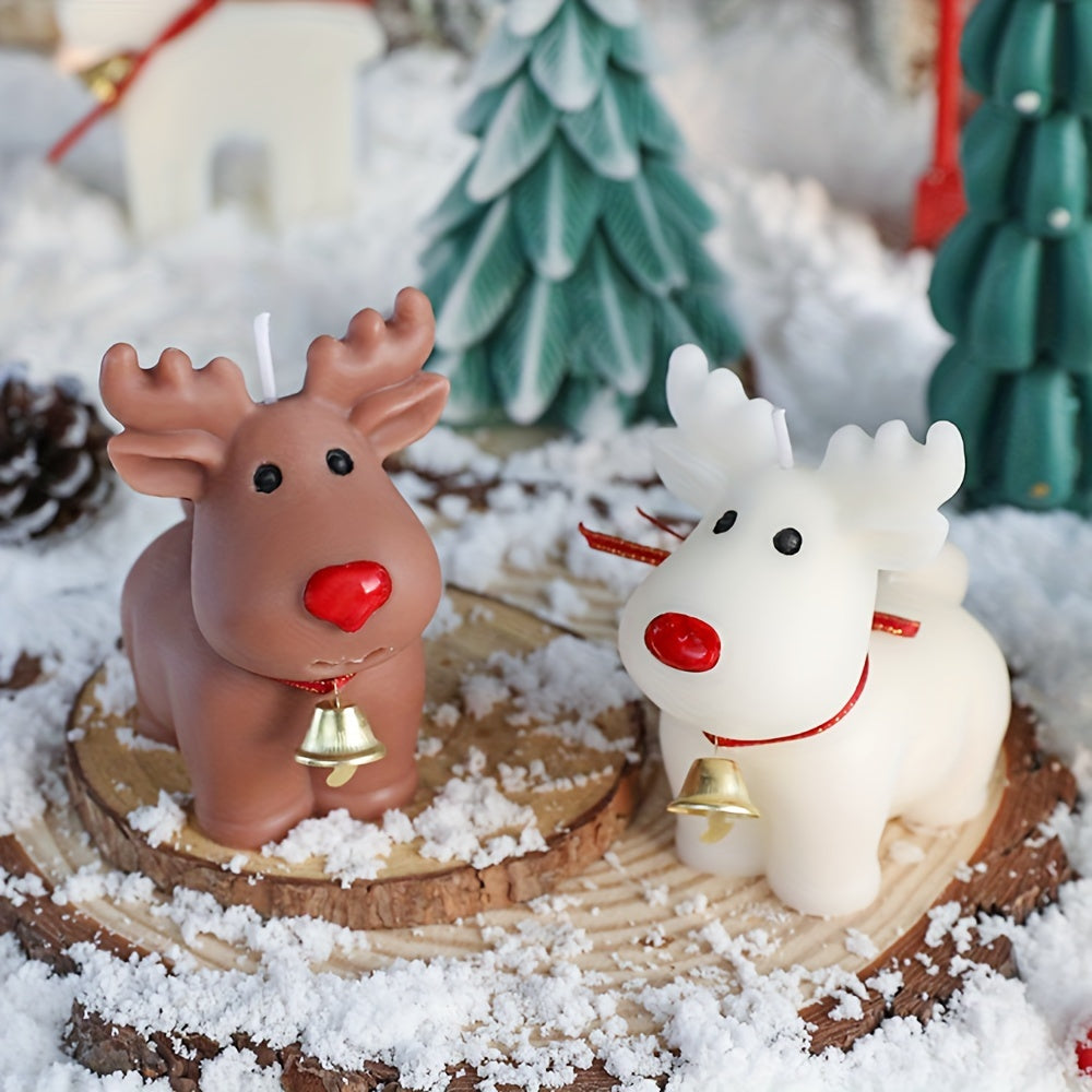 Christmas Reindeer Scented Candle - White Paraffin/Soy Wax, Perfect for Holiday Decor & Gifts