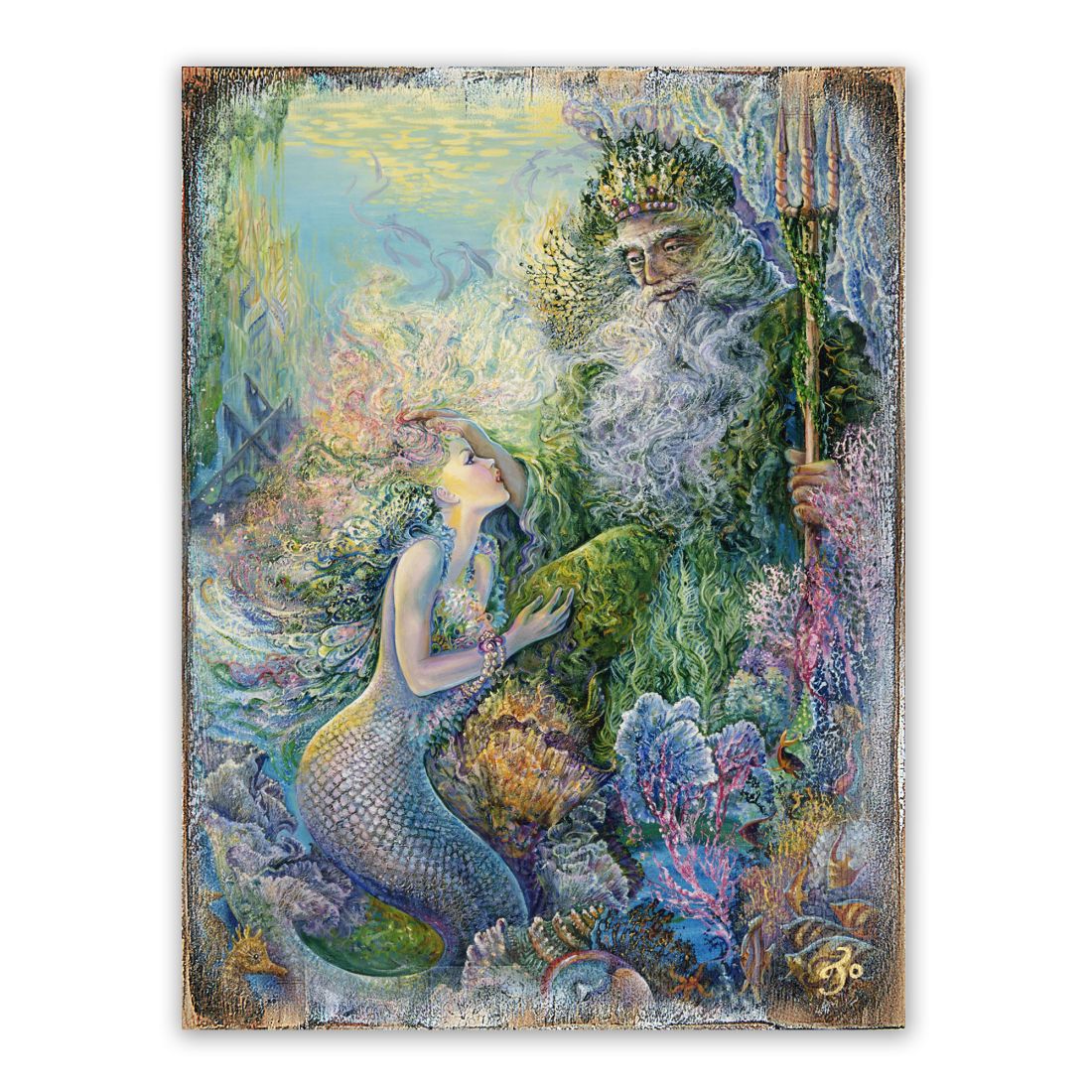 My Savior of The Sea Fantasy Wooden Wall Art by Josephine Wall - Fantasy Decor - 852139-JW