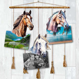 Juego de 3 adornos decorativos de madera con forma de caballo, de G. Debrekht - Decoración navideña - 8091039C-S3