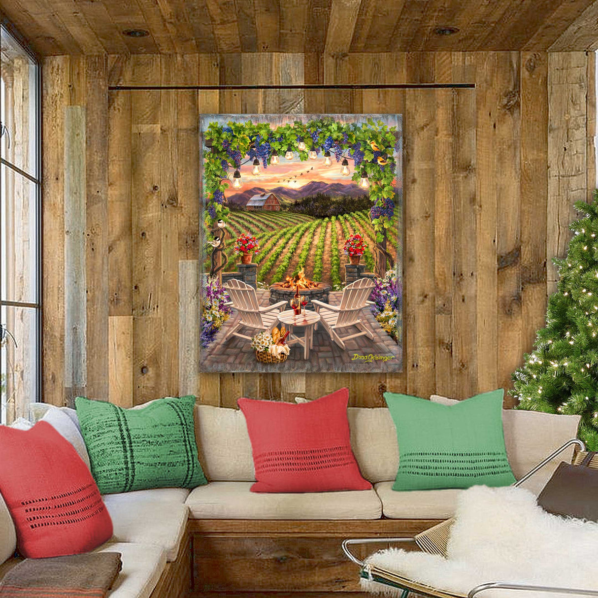 Arte mural "Vino al atardecer" de D. Gelsinger - Family Love Decor - 95684B-DG