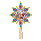 Decoración de madera para la punta del árbol de Papá Noel, de inspiración americana, de G. Debrekht - Decoración de muñeco de nieve de Papá Noel - 89523