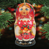 Nesting Matreshka Wooden Ornaments Set of 3 by G. DeBrekht - Christmas Decor - 8100019S3