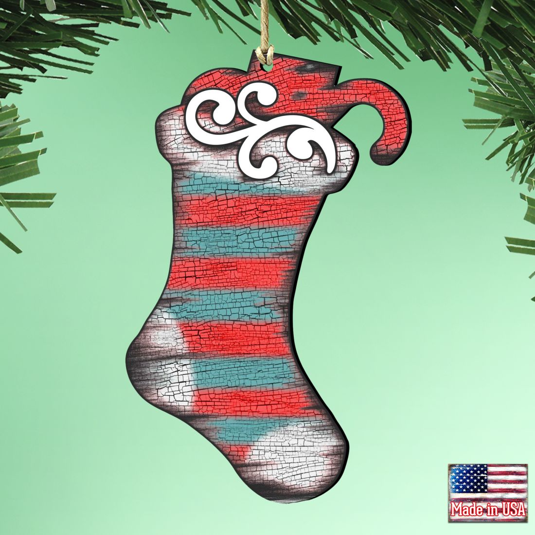 Noel Stocking Wooden Ornaments Christmas by G. DeBrekht - Christmas Decor - 8198802