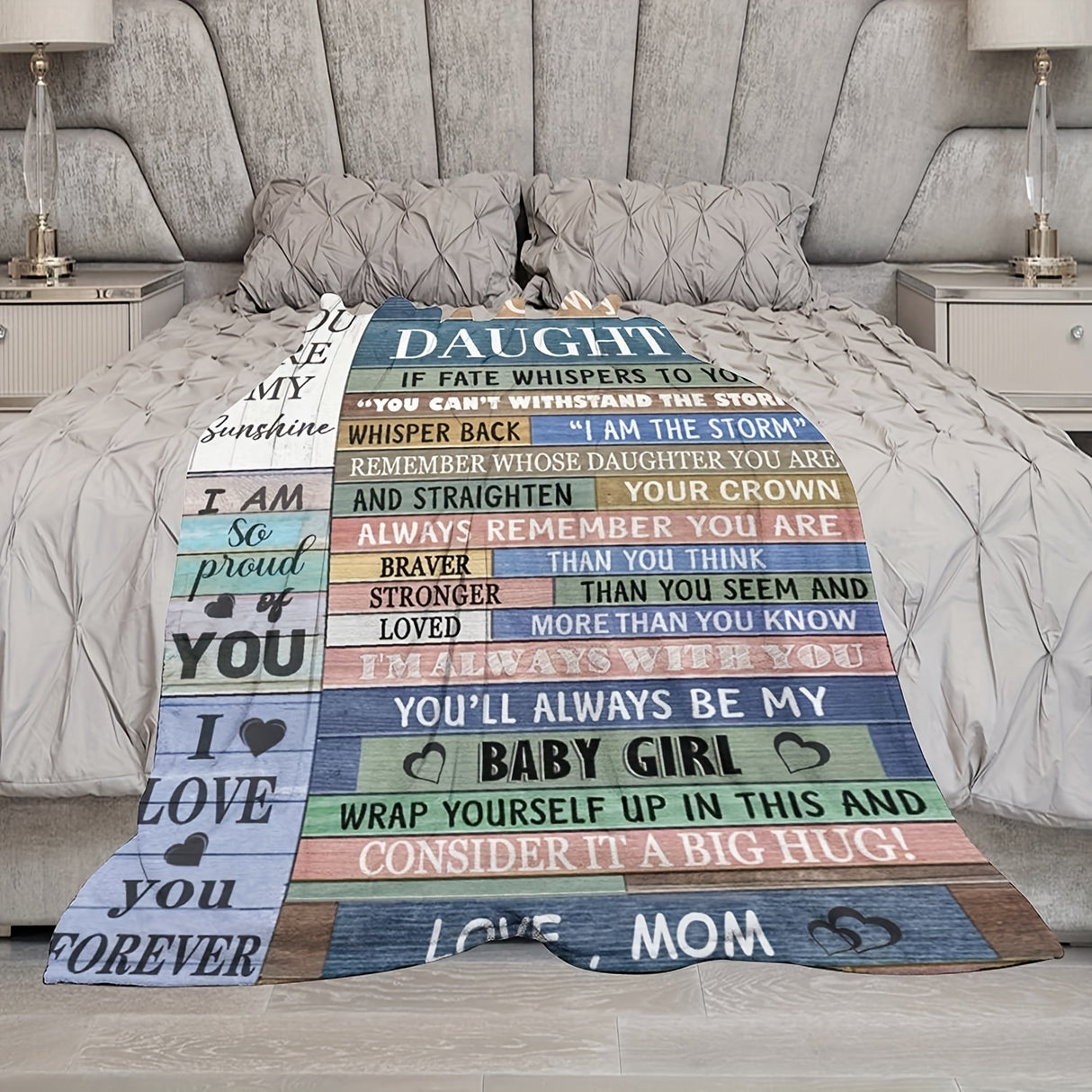 Manta personalizada "Para mi hija": suave, acogedora y cálida para sofá, oficina, cama y viajes. Regalo de cumpleaños único para hijas.