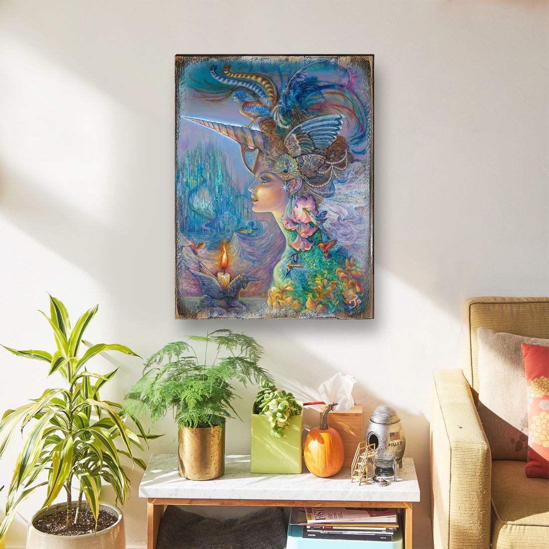 My Lady Unicorn Fantasy Wooden Wall Art by Josephine Wall - Fantasy Decor - 852132-JW