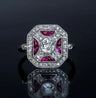 New Copper Inlaid Zircon Rose Red Rose Gold Two-tone Women's Ring - Lootquake