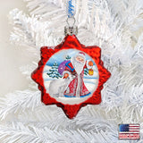 Adorno de vidrio de mercurio de Papá Noel con oso polar de G. DeBrekht - Decoración navideña de Papá Noel y muñeco de nieve - 773011