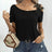 Ladies' Solid Color Lace Appliqu E Shoulder Strap Slanted Shoulder Collar Off Shoulder Elegant Design T-shirt Top - Lootquake