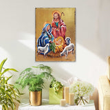 Icono religioso cristiano sagrado de madera dorada de la Sagrada Familia - Decoración inspiradora - 85050
