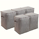 2pcs/5pcs Extra Large Capacity Stylish Houndstooth Storage Boxes - Durable, Space-Saving Closet Organizers with Handles for Easy Clothes, Blanket Storage and Organization at Home and Office