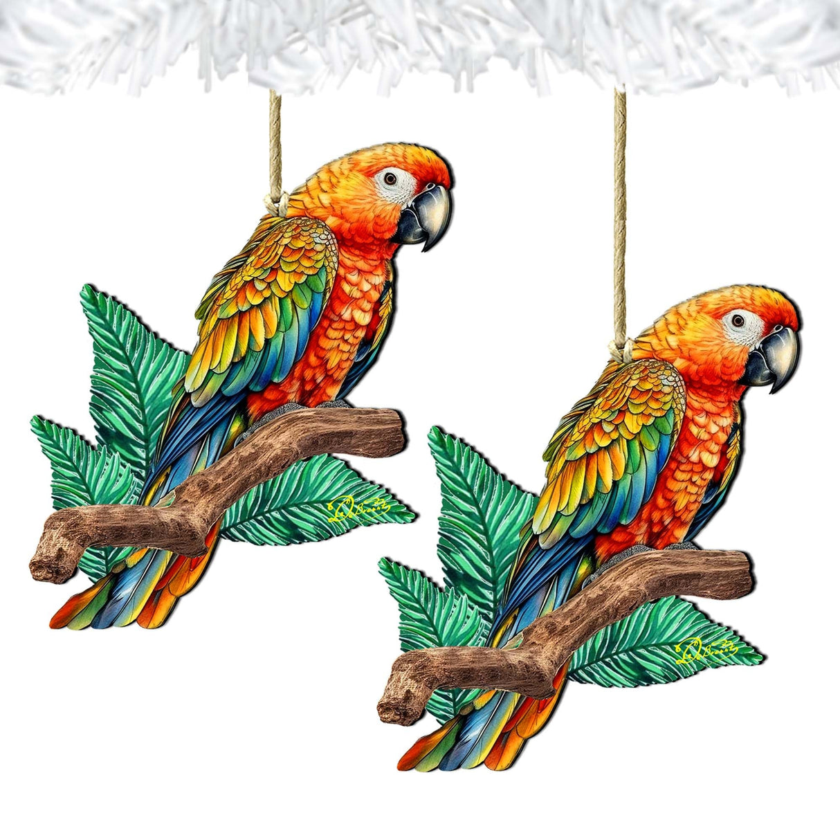 Coastal Decorations - Parrot Wooden Ornaments by G.Debrekht Coastal Holiday Decor - 8688204