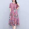 Retro Printed Fat Slim Fit Slimming Loose Casual Patchwork Dress