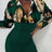 Women's Printed Waist Cinching Drawstring Pleated Hip Hugging Dress - Lootquake