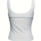 Women's Solid Color Ribbed Knitted Tight Fitting Basic Versatile Camisole Top - Lootquake