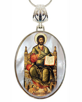 Jesus Silver Plated Mother of Pearl Necklace Jewelry - 43047