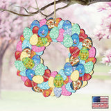 Easter Eggs Wreath Wooden Ornaments by G. DeBrekht - Easter Spring Decor - 8185310