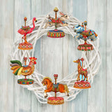 Carousel Decorative Wooden Clip-on Ornaments Set of 6 by G. Debrekht - Christmas Decor - 8090137C-S6