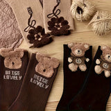 3 paires de chaussettes mignonnes en forme d'ours pour l'automne et l'hiver