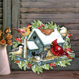Front Door Winter Cardinals Birdhouse Decor - Christmas Welcome by Susan Winget - Handmade Gift Product Code 8471115-2H-SW