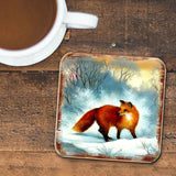 Juego de 4 posavasos de corcho de madera con forma de zorro de Nature Wonders - Decoración de vida silvestre - 95376C-S4