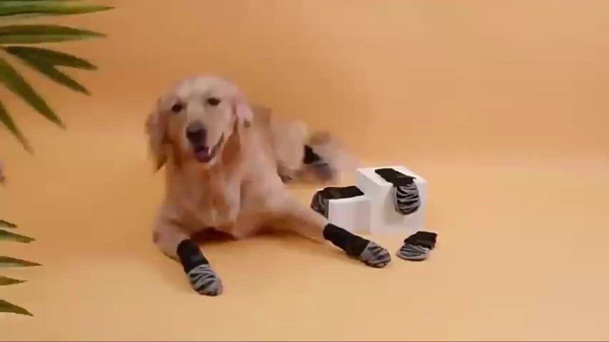 Lot de 4 chaussettes antidérapantes pour chien avec semelles antidérapantes - Chaussures de protection pour animaux de compagnie - Idéales pour les activités à la maison