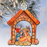 Village Nativity Christmas Wooden Ornaments by G. DeBrekht - Nativity Holiday Decor - 8152630