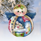 Family Snowman Wooden Ornaments by Jamie Mills-Price - Christmas Santa Snowman Decor - 8457504