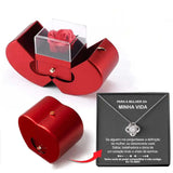 Fashion Jewelry Box Red Apple Christmas Gift Necklace Eternal Rose For Girl Mother's Day Valentine's Day Gifts With Artificial Flower Rose Flower Jewelry Box - Lootquake