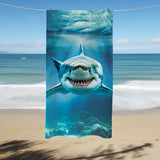 1pc Quick-Dry Microfiber Beach Towel with Vivid Deep-Sea Shark Design - Lightweight, Sand-Resistant, Perfect for Beach, Camping & Hiking - Ideal Gift for Shark Enthusiasts, Beach Blanket
