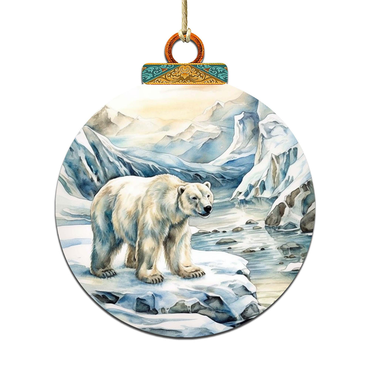Adornos de madera de oso polar con cachorro de G.Debrekht - Decoración navideña con temática de vida silvestre - 870048