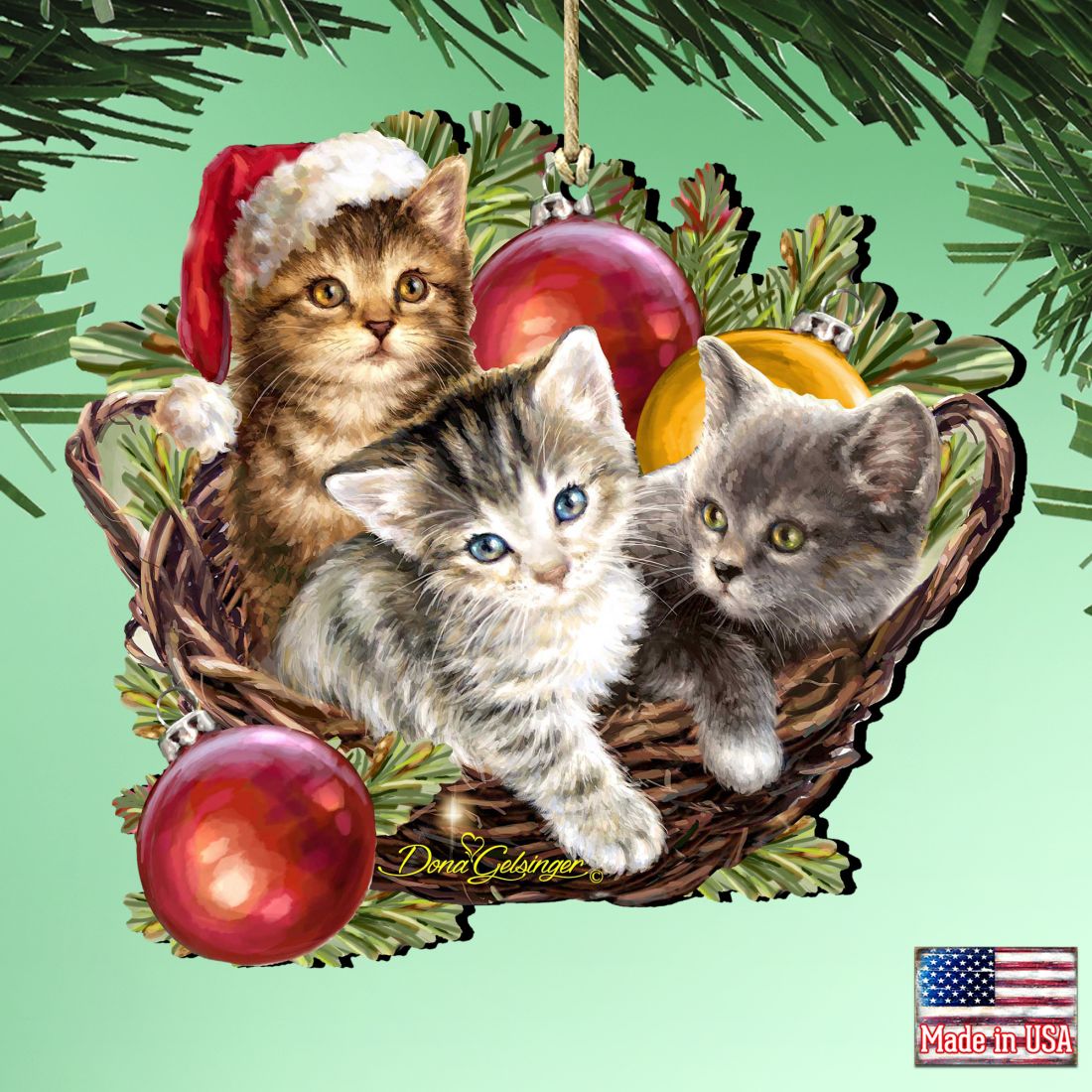 Christmas Kittens Wooden Ornaments by Gelsinger - Christmas Decor - 8161027-1-1607