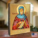 Icono religioso cristiano sagrado de San Antonio de madera bañado en oro - Decoración inspiradora - 85057
