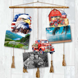 American flag Decorative Wooden Clip-on Ornaments Set of 3 by G. Debrekht - Patriotic Decor - 8091002C-S3