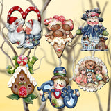 Merry Christmas  Decorative Wooden Clip-on Ornaments Set of 6 by Jamie Mills-Price - Christmas Decor - 8090136C-S6