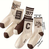 10 Pairs of Vibrant Cartoon Pattern Mid Tube Socks - Soft, Breathable, and Comfortable Women's Stockings & Hosiery for Everyday Wear