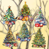 Christmas Tree Decorative Wooden Clip-on Ornaments Set of 6 by G. Debrekht - Christmas Decor - 8090044C-S6