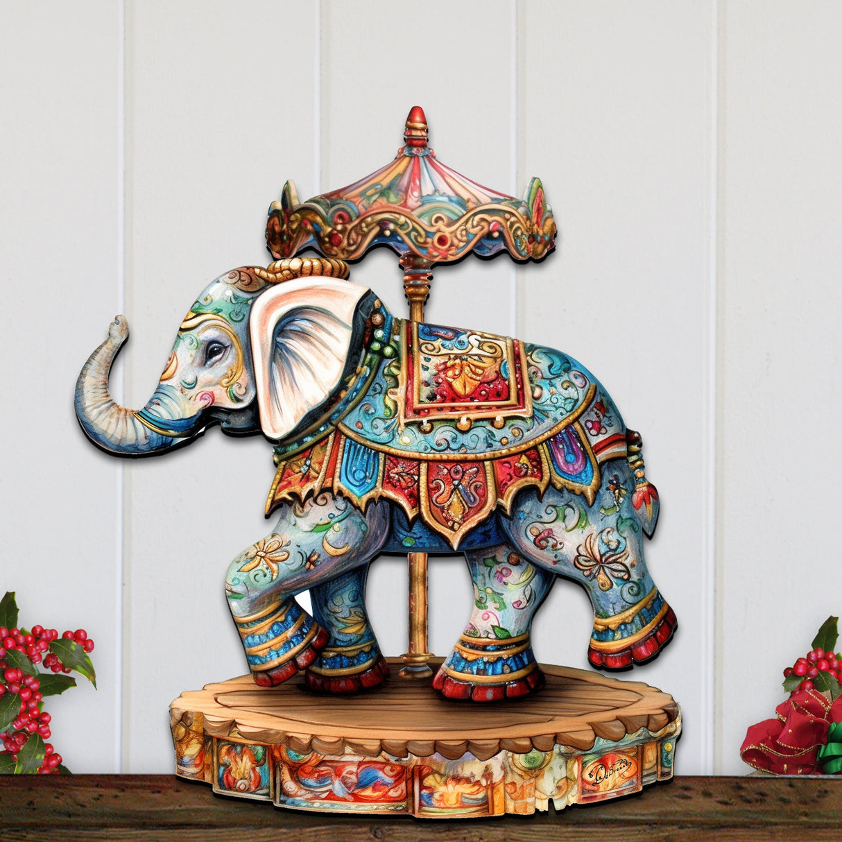 Carousel Elephant Holiday Door Decor  by G. Debrekht - Christmas Decor - 8611029-2H