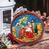 Adorno de cristal grande de la Sagrada Familia y los Reyes Magos en rojo de G.DeBrekht - Decoración navideña - 73920R