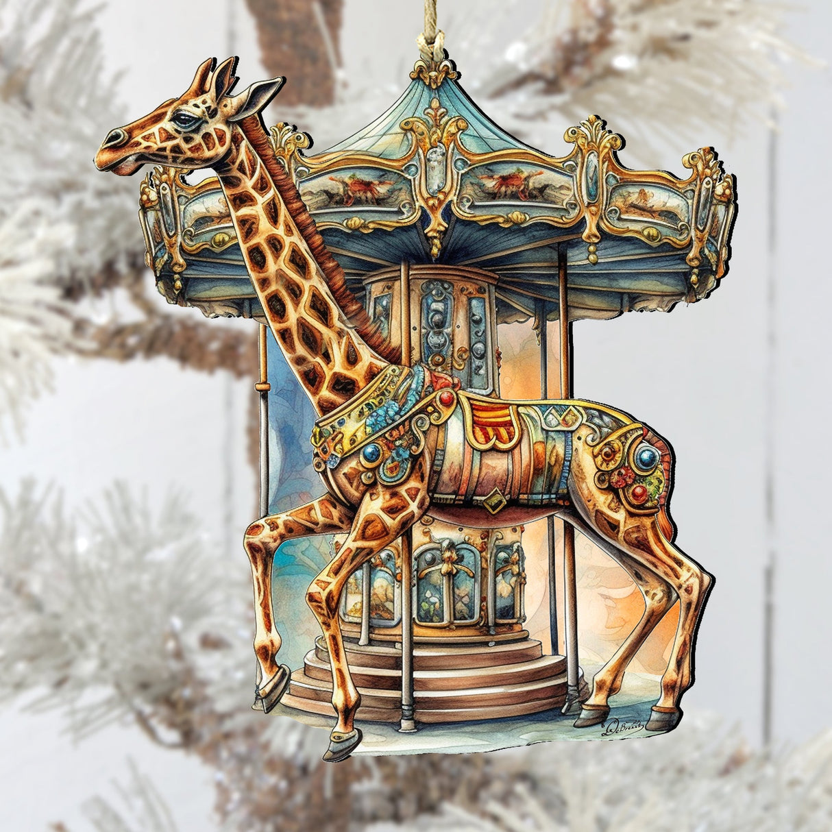 Carousel Giraffe Wooden Ornaments by G. Debrekht Christmas Decor - 8611028