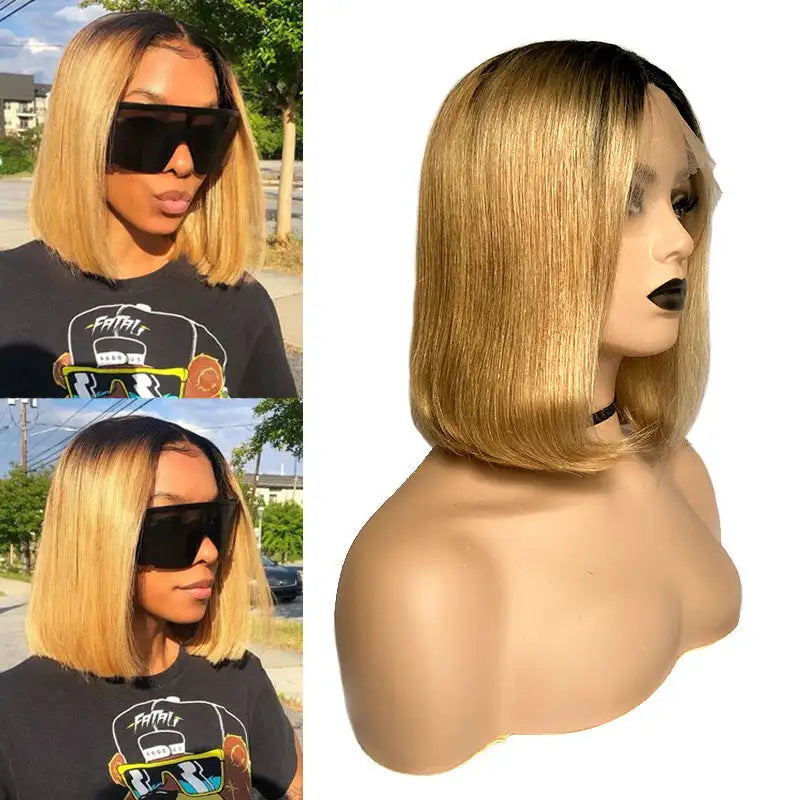 Color Bob Head Real Hair Headgear - Lootquake
