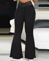 Ladies' Solid Color Hollow Out Fashionable Slim Fit And Slimming High Waisted Pants - Lootquake